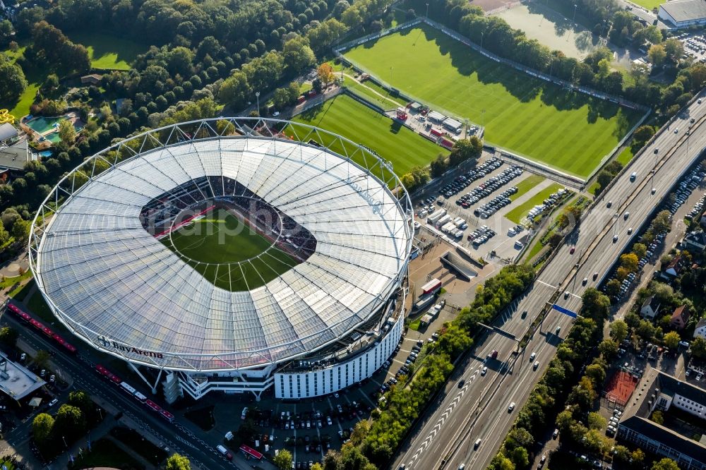 Leverkusen from above - Stadium Bay Arena in Leverkusen in North Rhine-Westphalia