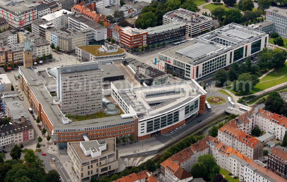 Hagen from above - View of the shopping mall Volme Galerie in Hagen in the state North Rhine-Westphalia