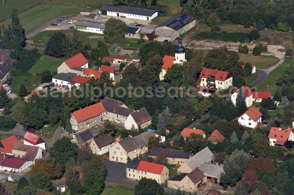 Aerial photograph Pödelwitz - View of the village Poedelwitz at the coal mine Schleenhain in the state Saxony