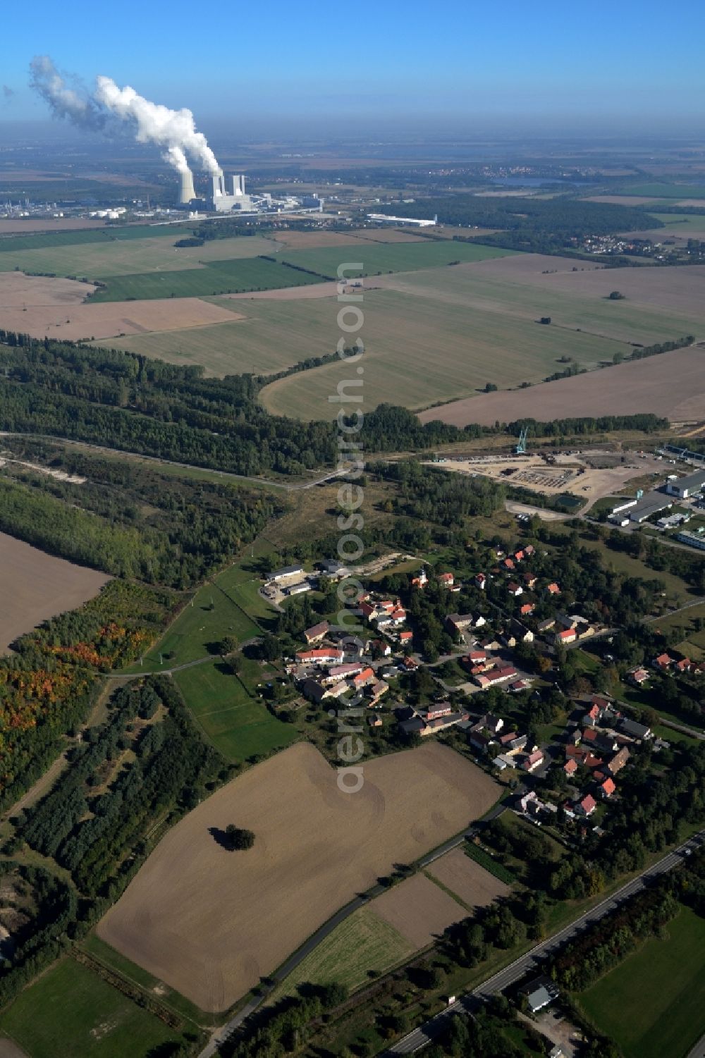 Pödelwitz from above - View of the village Poedelwitz at the coal mine Schleenhain in the state Saxony