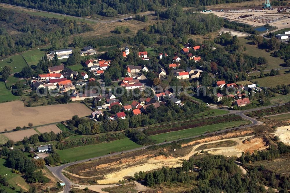 Aerial photograph Pödelwitz - View of the village Poedelwitz at the coal mine Schleenhain in the state Saxony