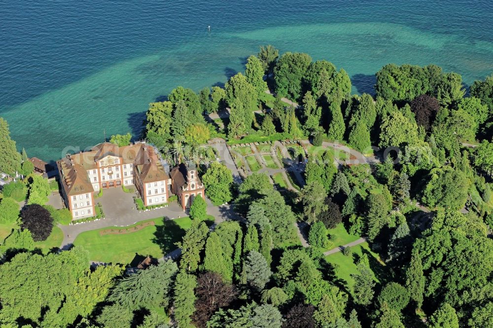 Aerial image Konstanz - Island area Mainau with the village center in Konstanz in the state Baden-Wuerttemberg, Germany