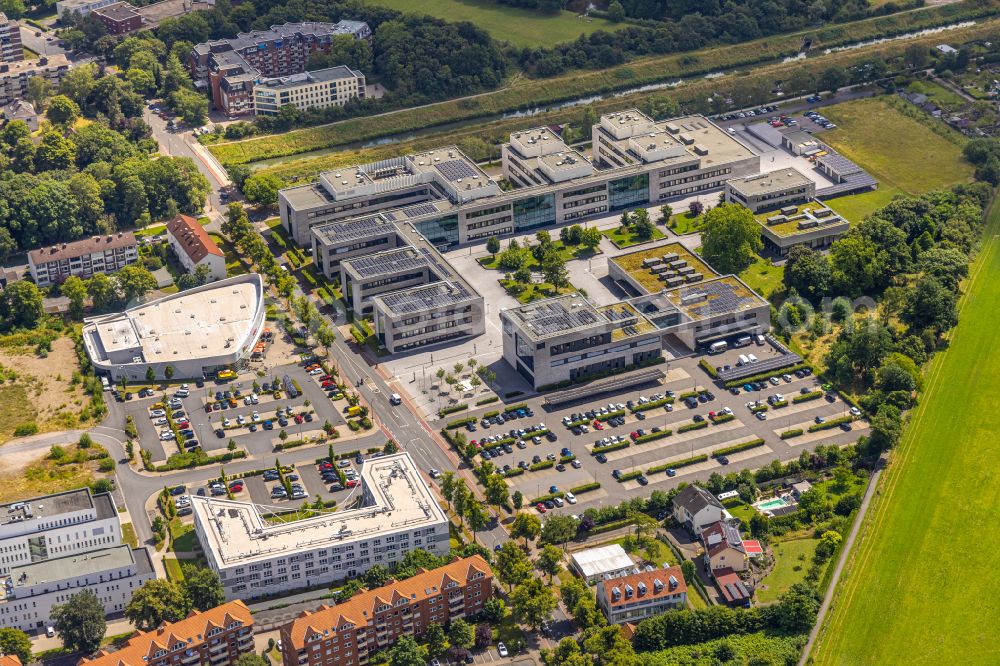 Aerial image Hamm - Night view building complex of the university Hamm-Lippstadt HSHL in Hamm in the state North Rhine-Westphalia