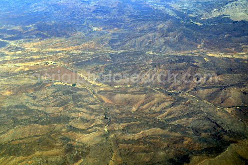 Breede River DC from the bird's eye view: Valley landscape surrounded by mountains in Breede River DC in Western Cape, South Africa