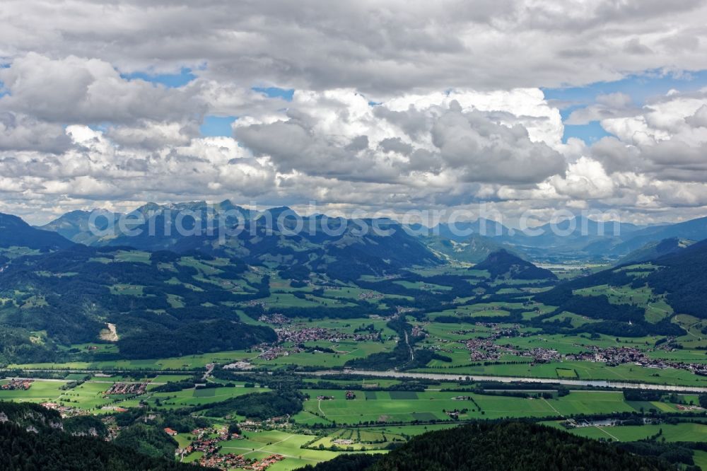 Aerial image Ebbs - Valley landscape surrounded by mountains in Ebbs in Tirol, Austria