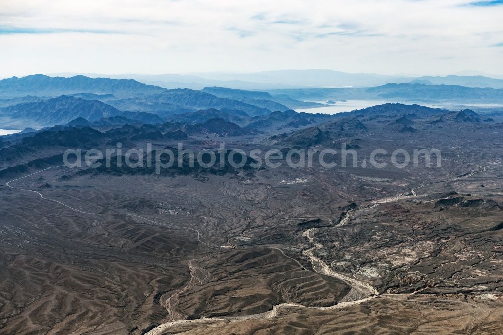 Stewarts Point from the bird's eye view: Valley landscape surrounded by mountains in Stewarts Point in Nevada, United States of America