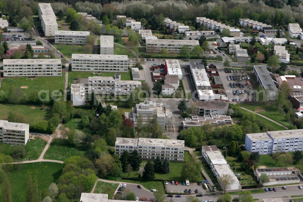 Aerial photograph Trier Mariahof - Mariahof located in the green on the Muhlenberg. The characteristic features of the new housing estate is one of the even distribution of homes, row houses and multi-storey apartment buildings. The residential area is located in Trier in Rhineland-Palatinate