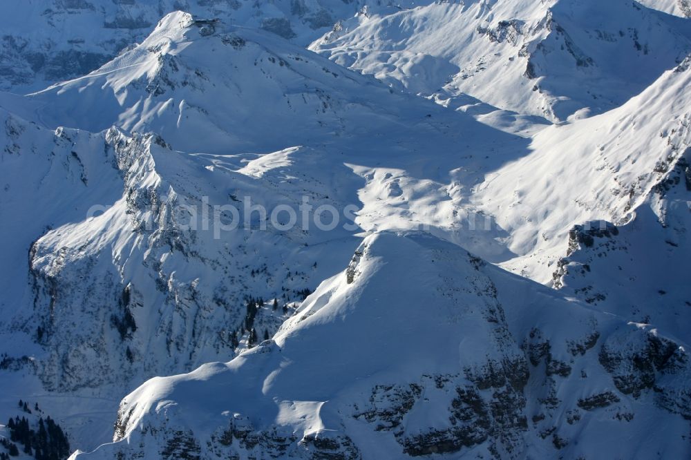 Trient from the bird's eye view: View of snowy mountains near Trent in Italy