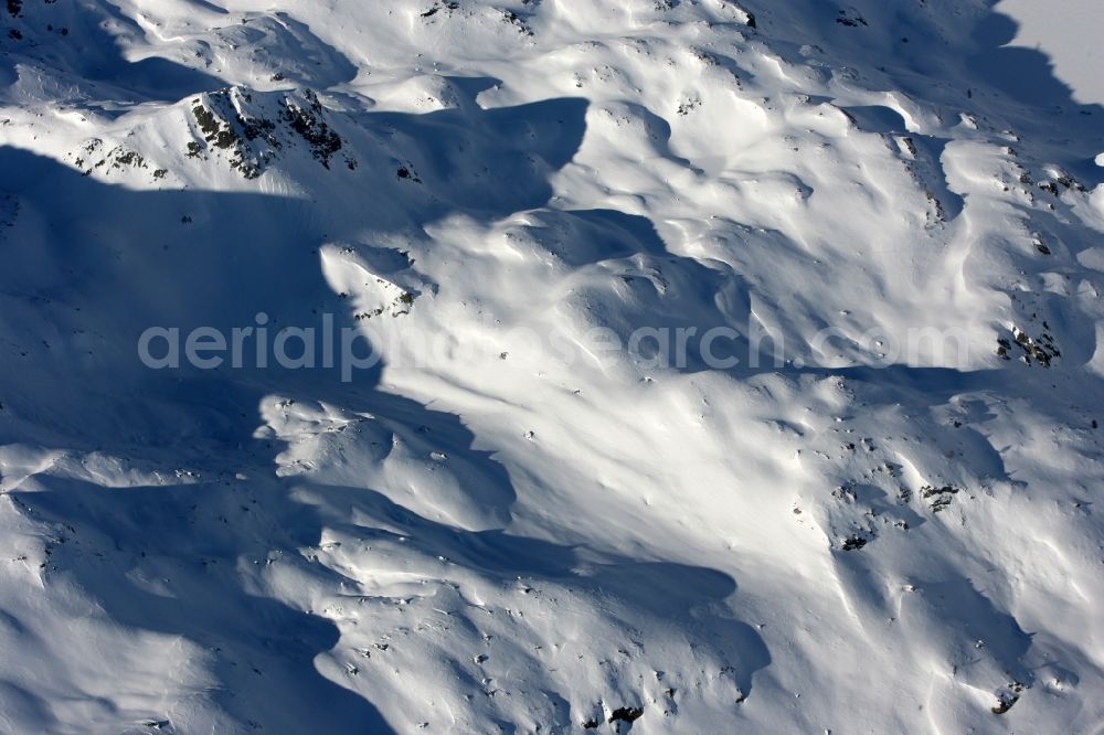 Aerial image Trient - View of snowy mountains near Trent in Italy