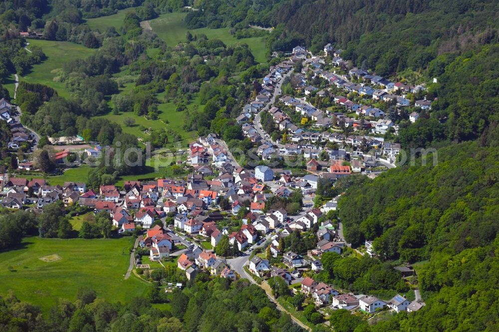 Aerial image Eppstein - Surrounded by forest and forest areas center of the streets and houses and residential areas in Eppstein in the state Hesse, Germany