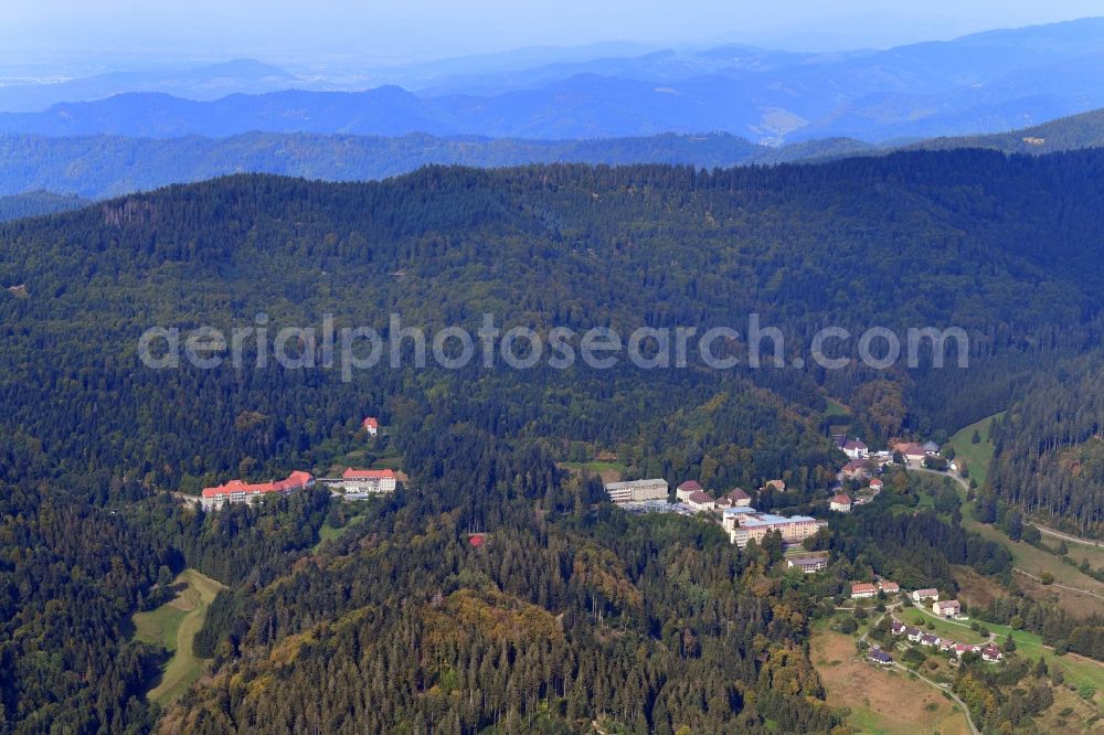 Aerial photograph Friedrichsheim - Surrounded by forest and forest areas center of the streets and houses and residential areas in Friedrichsheim in the state Baden-Wuerttemberg, Germany