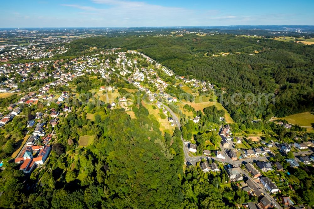 Aerial photograph Witten - Surrounded by forest and forest areas center of the streets and houses and residential areas in the district Borbach in Witten in the state North Rhine-Westphalia, Germany