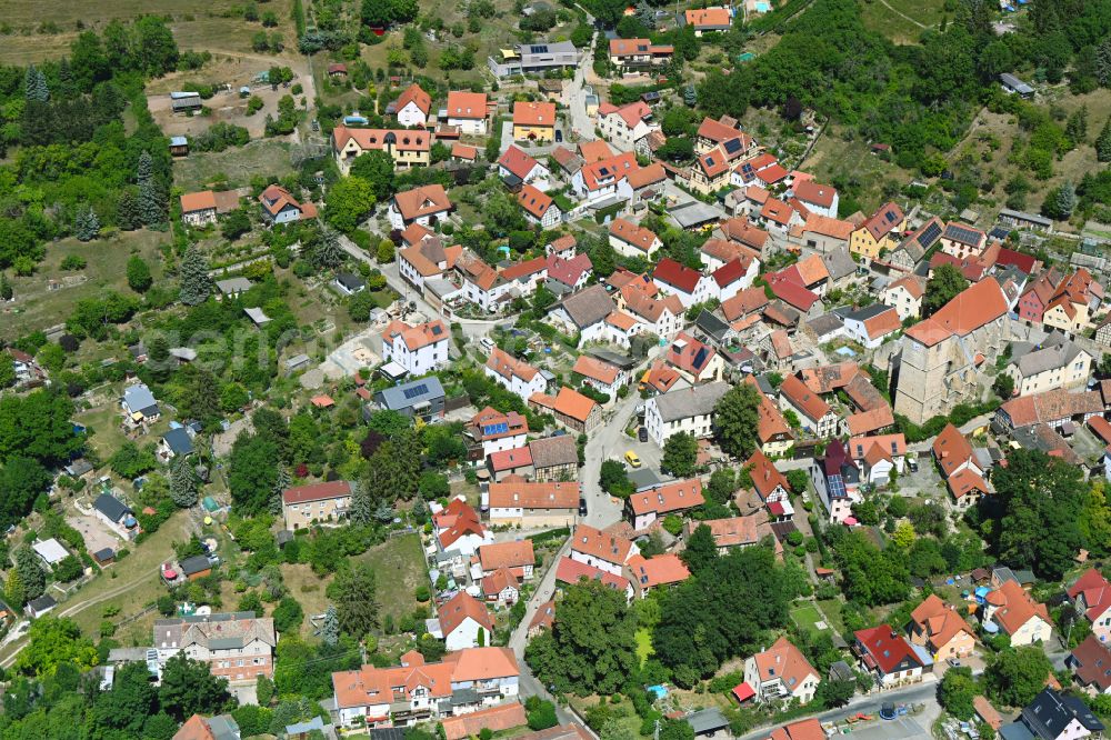 Aerial photograph Ziegenhain - Surrounded by forest and forest areas center of the streets and houses and residential areas in Ziegenhain in the state Thuringia, Germany