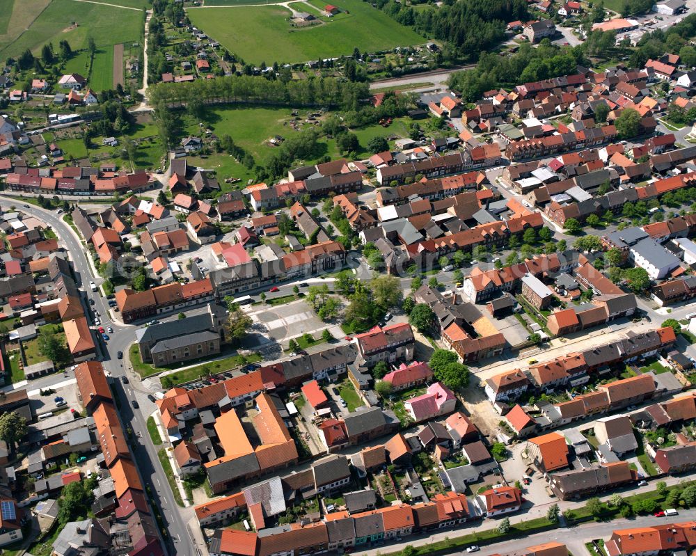 Aerial photograph Hasselfelde - Urban area with outskirts and inner city area surrounded by woodland and forest areas in Hasselfelde in the state Saxony-Anhalt, Germany