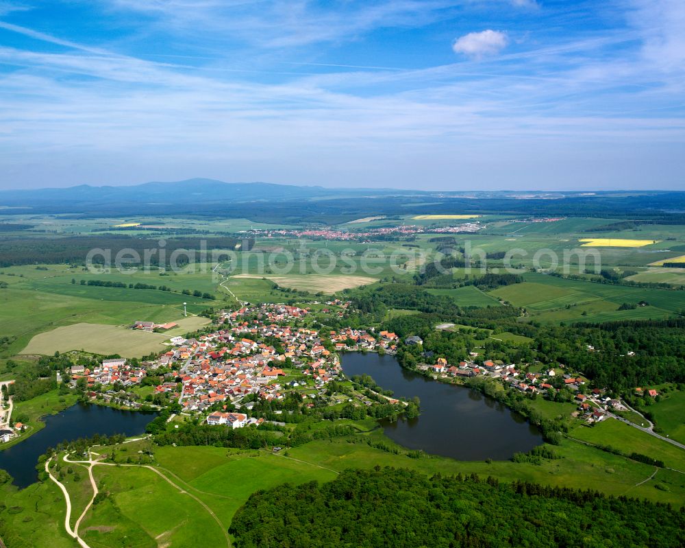 Aerial photograph Stiege - Urban area with outskirts and inner city area surrounded by woodland and forest areas in Stiege in the state Saxony-Anhalt, Germany