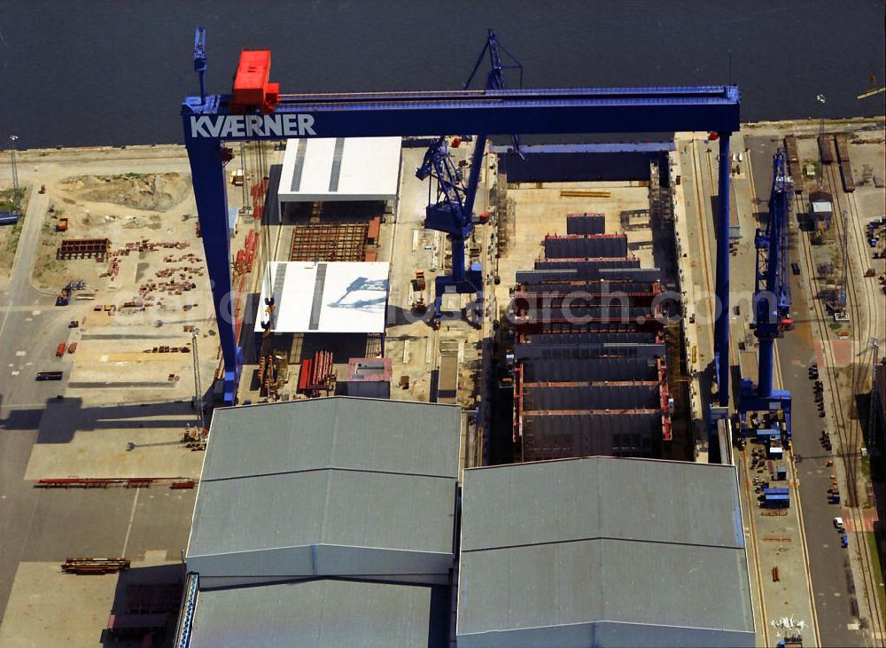 Rostock - Warnemünde from above - Shipbuilding on the docks were the Warnow Werft in Rostock - Warnemünde