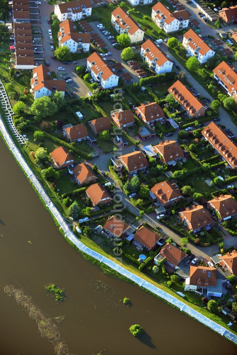 Aerial photograph Gerwisch - Preparing for flood protection embankment reinforcement on the flood plains on the banks of the River Elbe in Saxony-Anhalt in Gerwisch