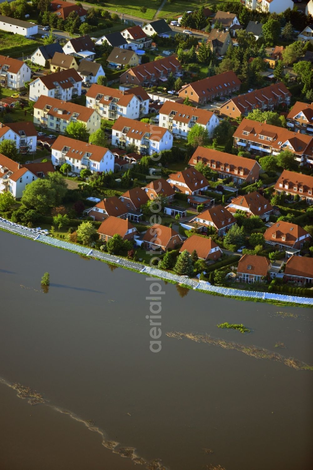 Aerial photograph Gerwisch - Preparing for flood protection embankment reinforcement on the flood plains on the banks of the River Elbe in Saxony-Anhalt in Gerwisch