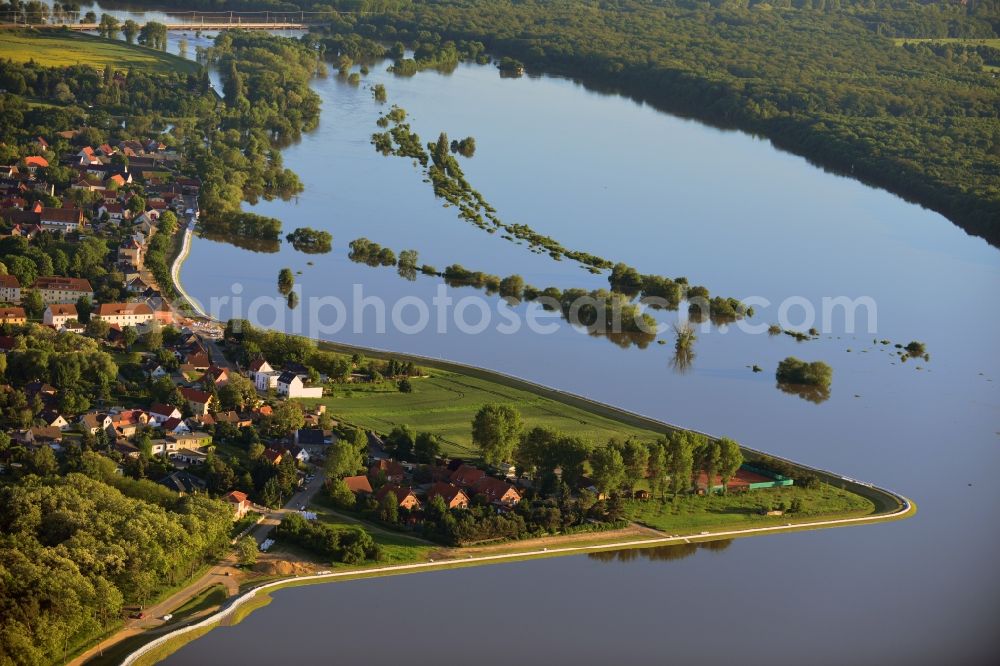 Aerial image Gerwisch - Preparing for flood protection embankment reinforcement on the flood plains on the banks of the River Elbe in Saxony-Anhalt in Gerwisch