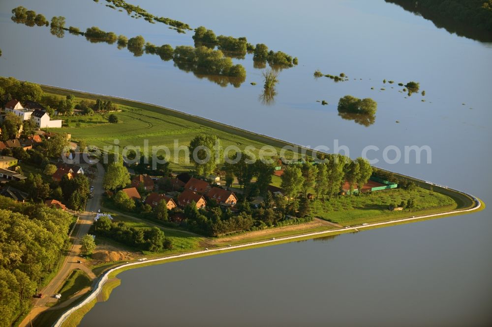 Gerwisch from the bird's eye view: Preparing for flood protection embankment reinforcement on the flood plains on the banks of the River Elbe in Saxony-Anhalt in Gerwisch