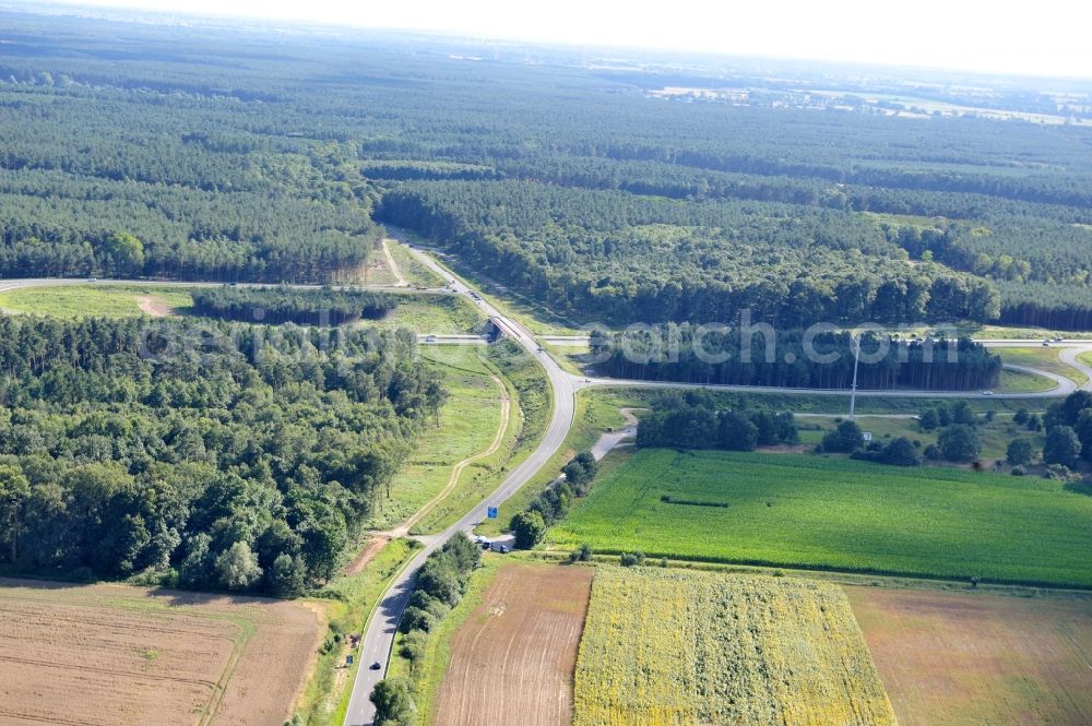 Aerial photograph Kremmen - Preparations resp. tree felling for the expansion of the junction Kremmen - Havelland at the motorway A10 and A24 in the state Brandenburg