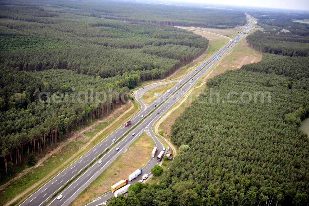 Aerial photograph Groß Ziethen - Preparations resp. tree felling for the expansion of the junction Havelland at the motorway A10 and A24 in the state Brandenburg