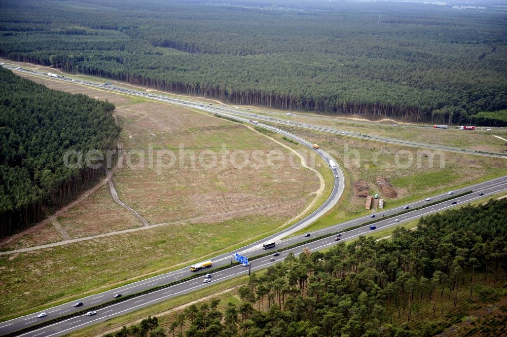 Aerial photograph Groß Ziethen - Preparations resp. tree felling for the expansion of the junction Havelland at the motorway A10 and A24 in the state Brandenburg