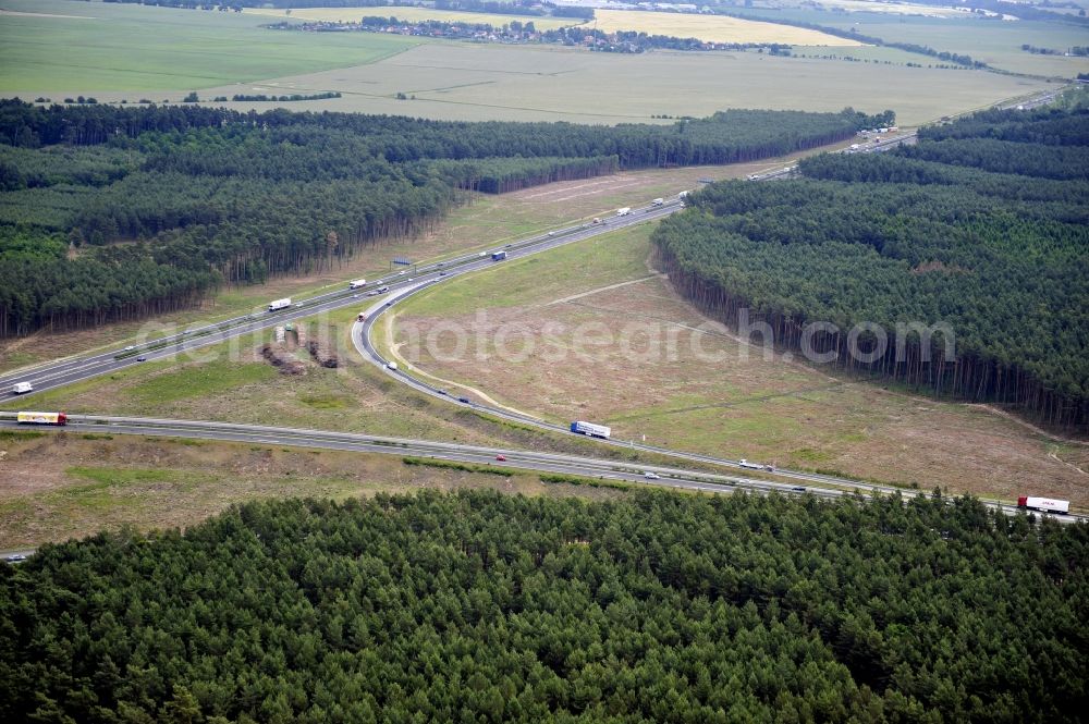 Aerial photograph Groß Ziethen - Preparations resp. tree felling for the expansion of the junction Havelland at the motorway A10 and A24 in the state Brandenburg