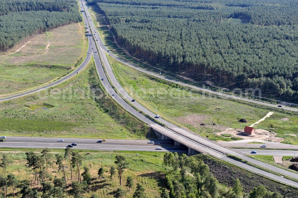 Aerial photograph Groß Ziethen - Preparations resp. tree felling for the expansion of the junction Havelland at the motorway A10 and A24 in the state Brandenburg