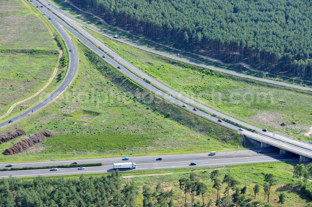 Aerial photograph Groß Ziethen - Preparations resp. tree felling for the expansion of the junction Havelland at the motorway A10 and A24 in the state Brandenburg