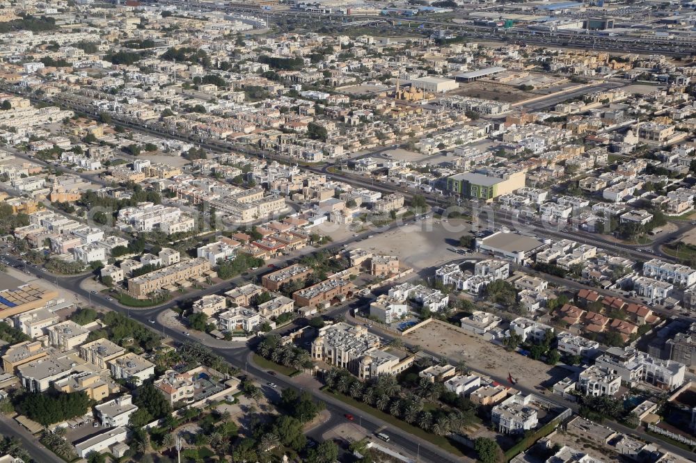 Aerial photograph Dubai - View of the suburbs and residential areas of Dubai in the United Arab Emirates. Here the residential housing in the area of Suburb Umm Seqeim