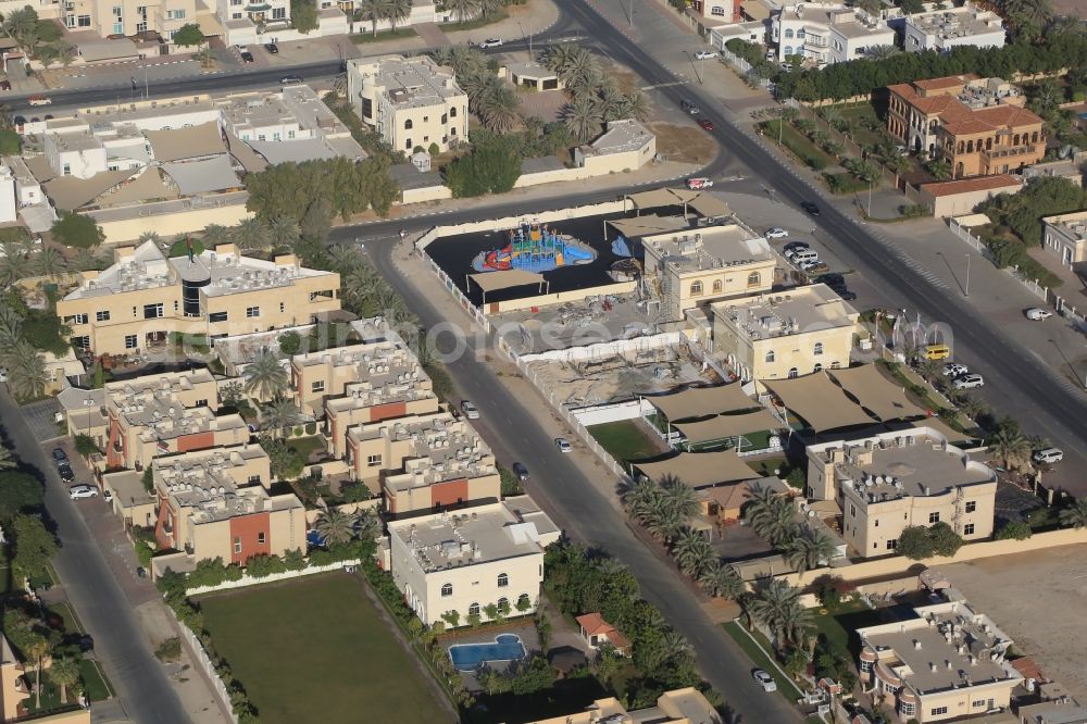 Dubai from above - View of the suburbs and residential areas of Dubai in the United Arab Emirates. Here the residential housing in the area of Al Safa