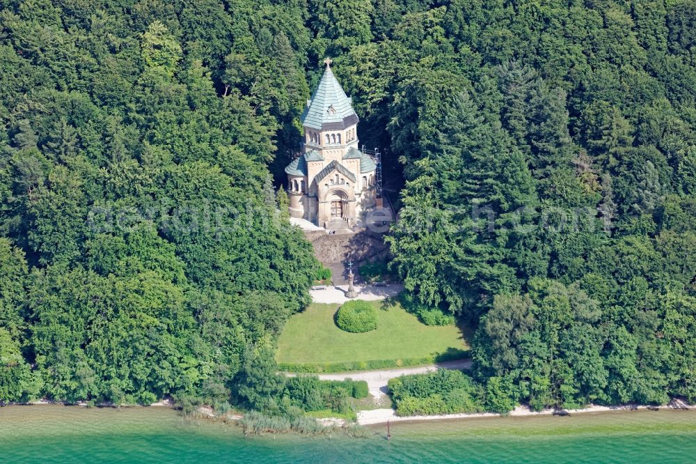 Berg from above - Churches building the chapel St. Ludwig in Berg in the state Bavaria, Germany