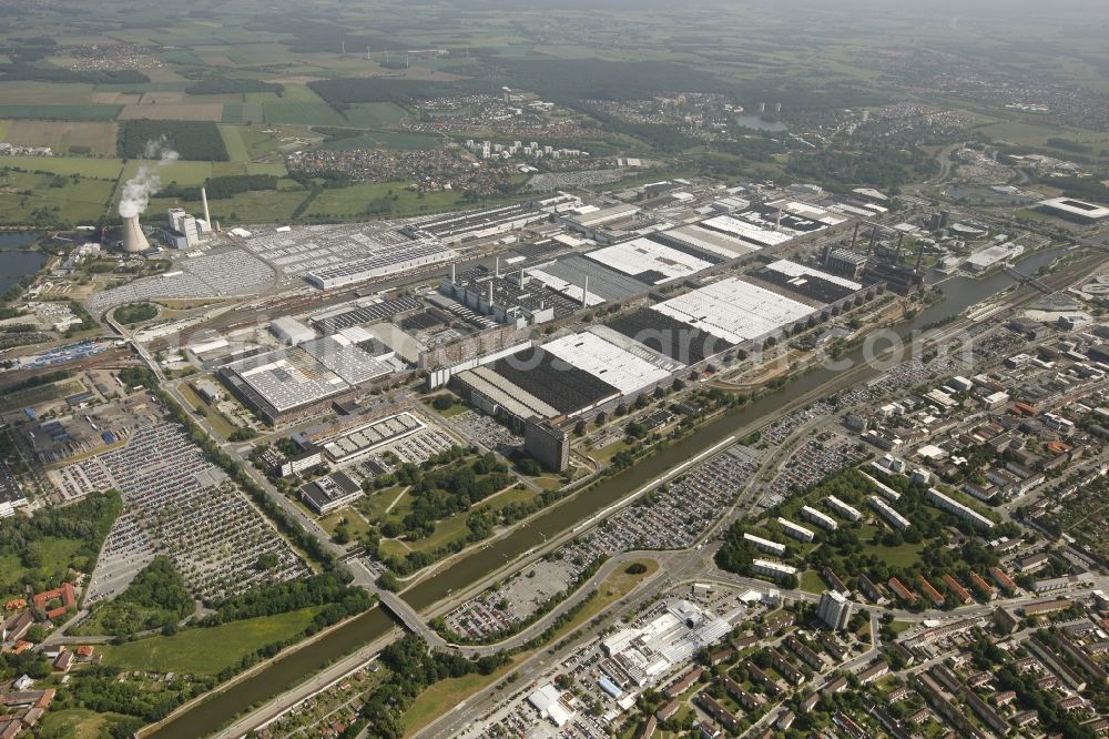 Wolfsburg from the bird's eye view: View of the VW - factory premises research & development of Volkswagen AG in Wolfsburg in the state of Lower Saxony