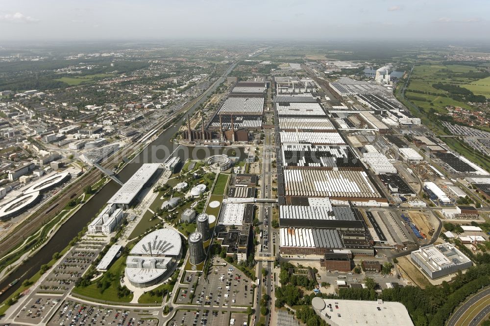 Wolfsburg from the bird's eye view: View of the VW - factory premises research & development of Volkswagen AG in Wolfsburg in the state of Lower Saxony