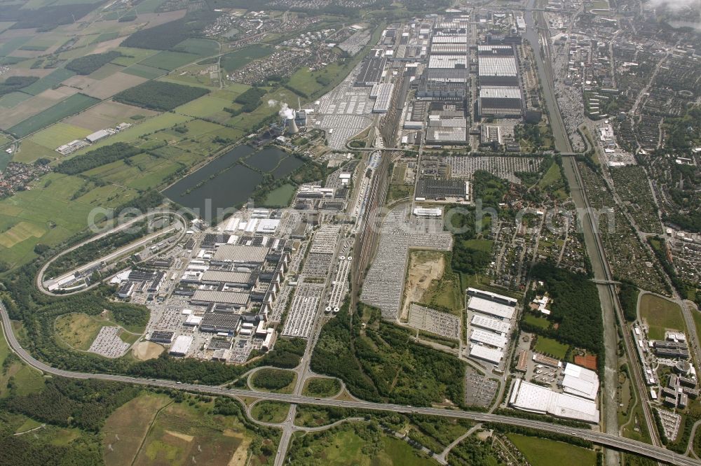 Wolfsburg from above - View of the VW - factory premises research & development of Volkswagen AG in Wolfsburg in the state of Lower Saxony