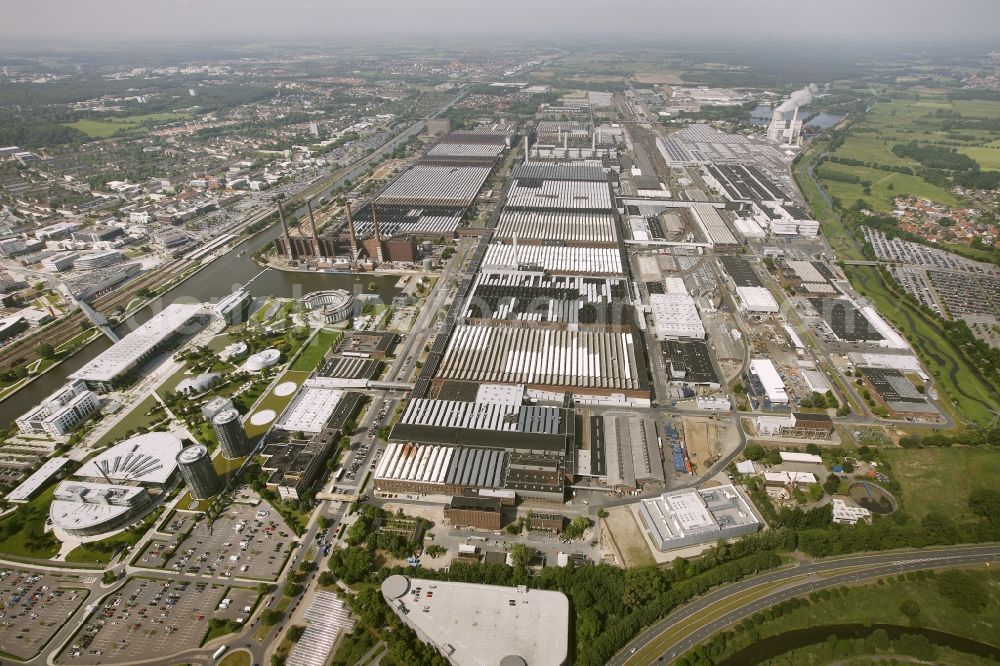 Wolfsburg from the bird's eye view: View of the VW - factory premises research & development of Volkswagen AG in Wolfsburg in the state of Lower Saxony