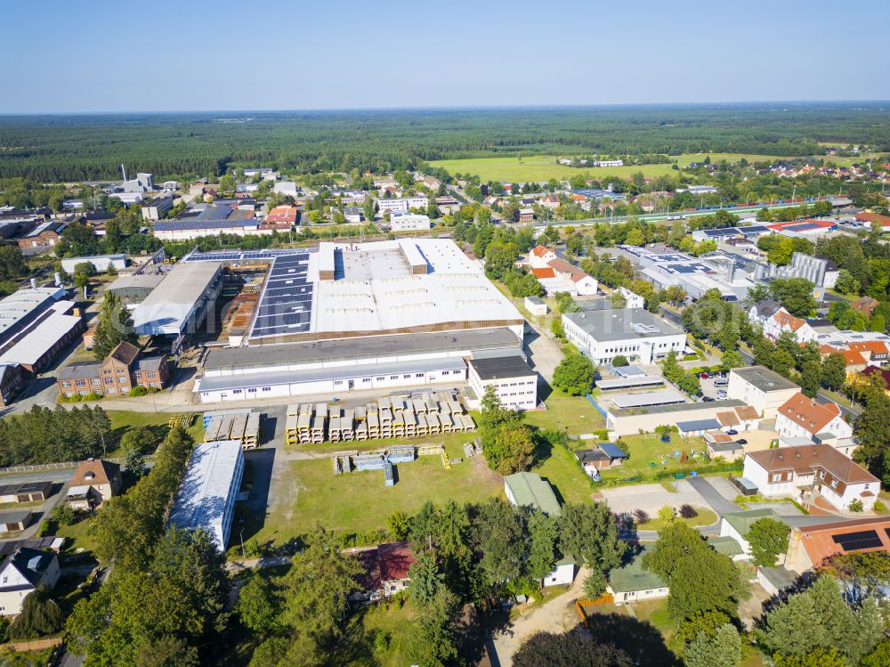 Niesky from above - The Niesky wagon building has been closed since August 31, 2023, in Niesky in the state of Saxony, Germany