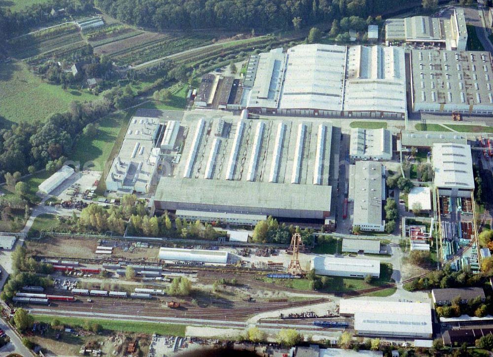 Aerial photograph Bautzen/ Sachsen - Waggonbauwerk der BOMBARDIER TRANSPORTATION BERLIN in Bautzen / Sachsen.