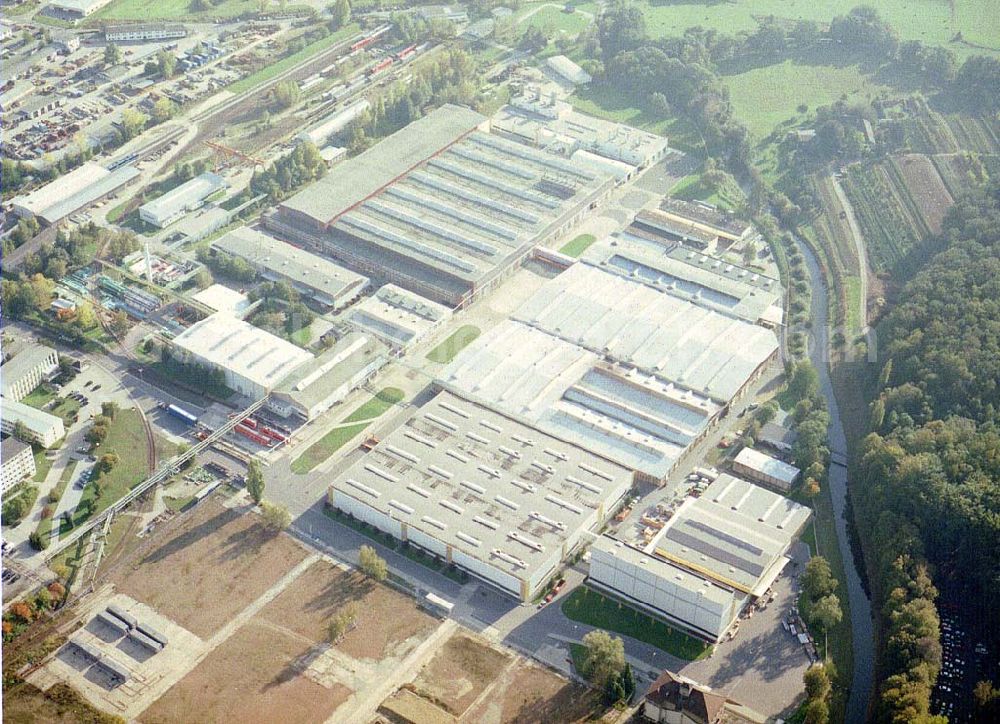 Bautzen/ Sachsen from the bird's eye view: Waggonbauwerk der BOMBARDIER TRANSPORTATION BERLIN in Bautzen / Sachsen.