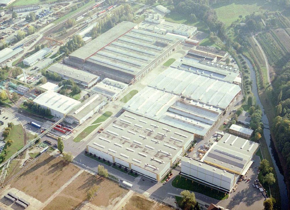 Bautzen/ Sachsen from the bird's eye view: Waggonbauwerk der BOMBARDIER TRANSPORTATION BERLIN in Bautzen / Sachsen.