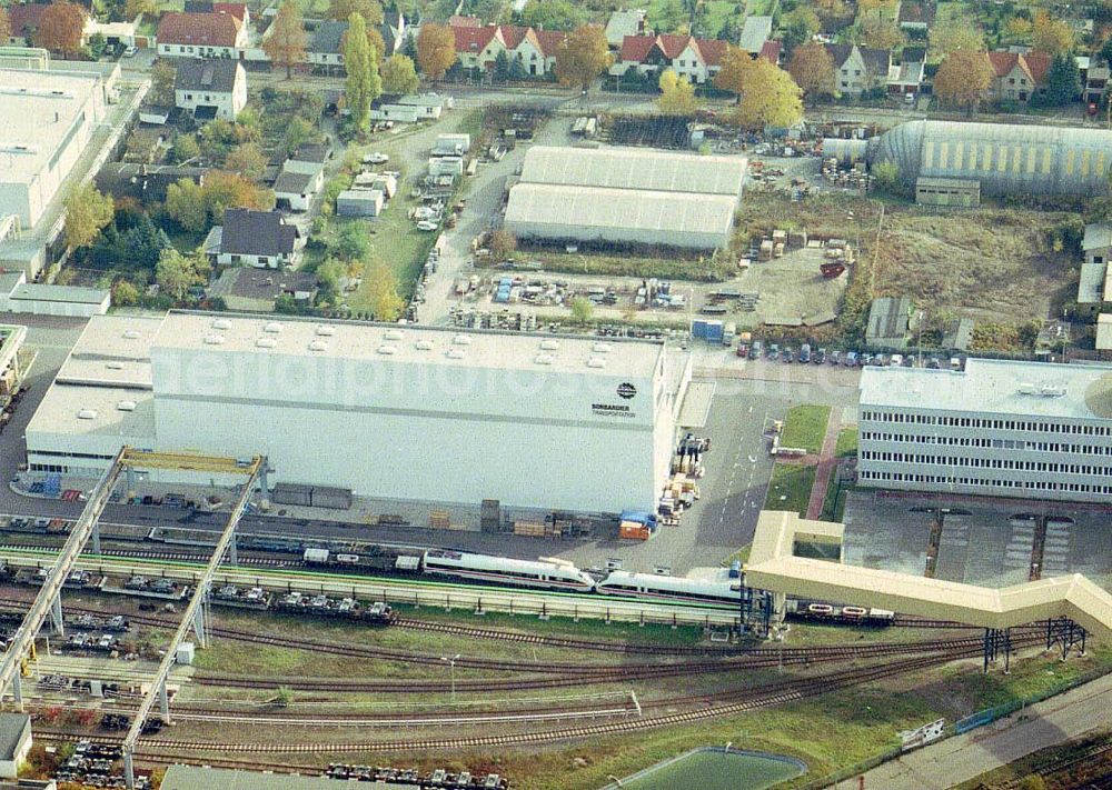 Ammendorf bei Halle from the bird's eye view: Waggonwerk Ammendorf der BOMBARDIER TRANSPORTATION / DWA GmbH in Ammendorf (südlich von Halle / Saale - Sachsen - Anhalt).