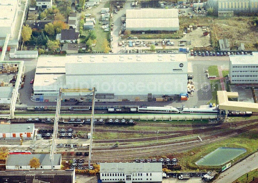 Aerial image Ammendorf bei Halle - Waggonwerk Ammendorf der BOMBARDIER TRANSPORTATION / DWA GmbH in Ammendorf (südlich von Halle / Saale - Sachsen - Anhalt).