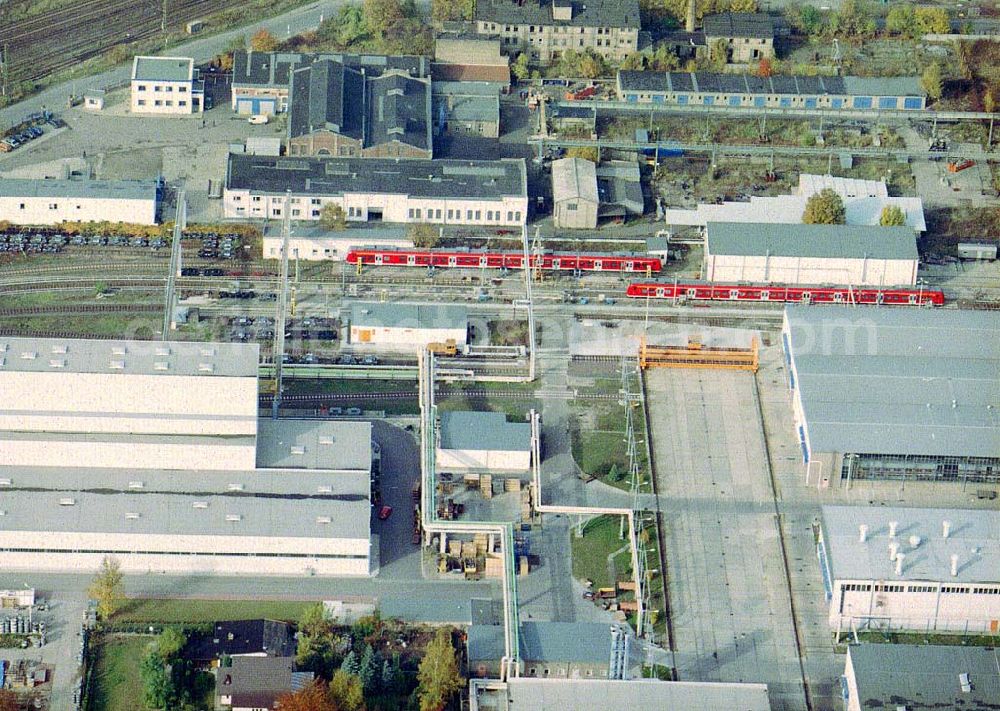 Aerial image Ammendorf bei Halle - Waggonwerk Ammendorf der BOMBARDIER TRANSPORTATION / DWA GmbH in Ammendorf (südlich von Halle / Saale - Sachsen - Anhalt).