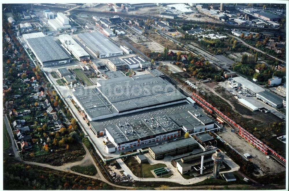 Aerial photograph Ammendorf bei Halle - Waggonwerk Ammendorf der BOMBARDIER TRANSPORTATION / DWA GmbH in Ammendorf (südlich von Halle / Saale - Sachsen - Anhalt).