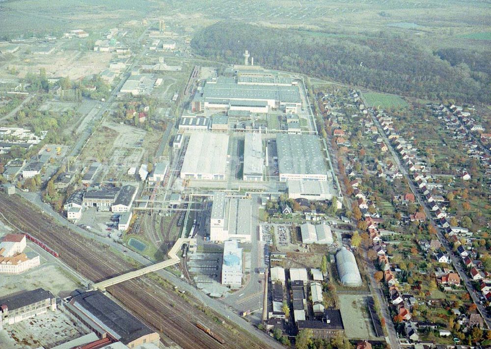 Aerial photograph Ammendorf bei Halle - Waggonwerk Ammendorf der BOMBARDIER TRANSPORTATION / DWA GmbH in Ammendorf (südlich von Halle / Saale - Sachsen - Anhalt).