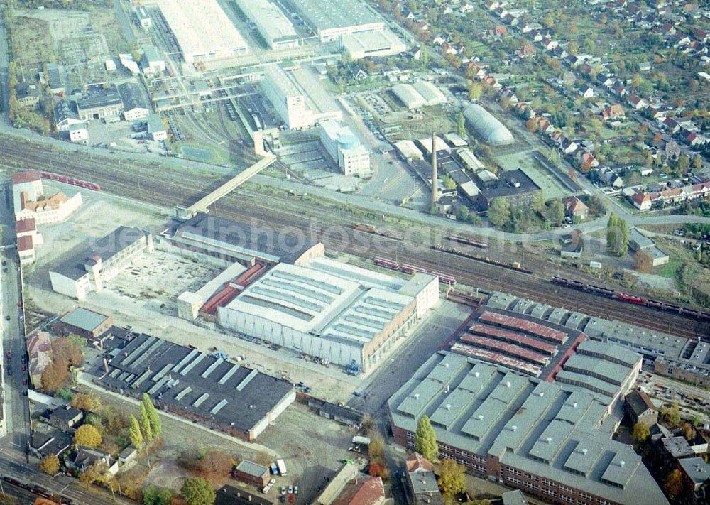 Ammendorf bei Halle from above - Waggonwerk Ammendorf der BOMBARDIER TRANSPORTATION / DWA GmbH in Ammendorf (südlich von Halle / Saale - Sachsen - Anhalt).