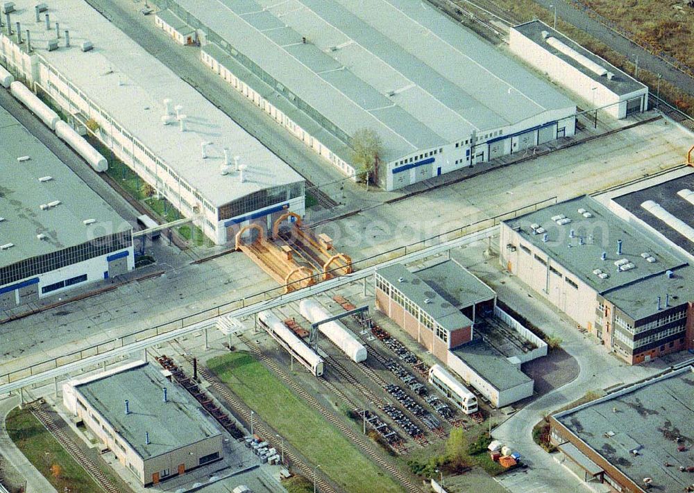 Aerial image Ammendorf bei Halle - Waggonwerk Ammendorf der BOMBARDIER TRANSPORTATION / DWA GmbH in Ammendorf (südlich von Halle / Saale - Sachsen - Anhalt).