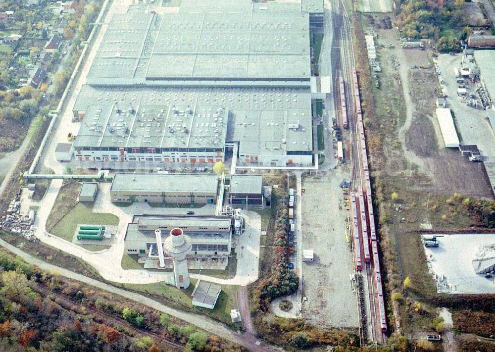 Aerial image Ammendorf bei Halle - Waggonwerk Ammendorf der BOMBARDIER TRANSPORTATION / DWA GmbH in Ammendorf (südlich von Halle / Saale - Sachsen - Anhalt).