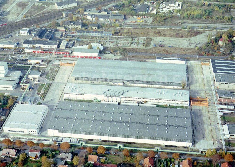 Aerial image Ammendorf bei Halle - Waggonwerk Ammendorf der BOMBARDIER TRANSPORTATION / DWA GmbH in Ammendorf (südlich von Halle / Saale - Sachsen - Anhalt).